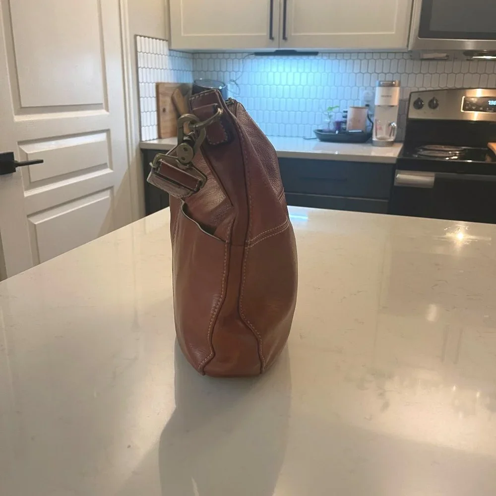 MARGO Cognac / Caramel / Camel Genuine Leather Hobo Bag Purse - Picture 8 of 16